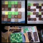 Raznobarvne čokoladne ploščice za torto z motivom Minecraft