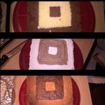 Notranjost torte z motivom Minecraft